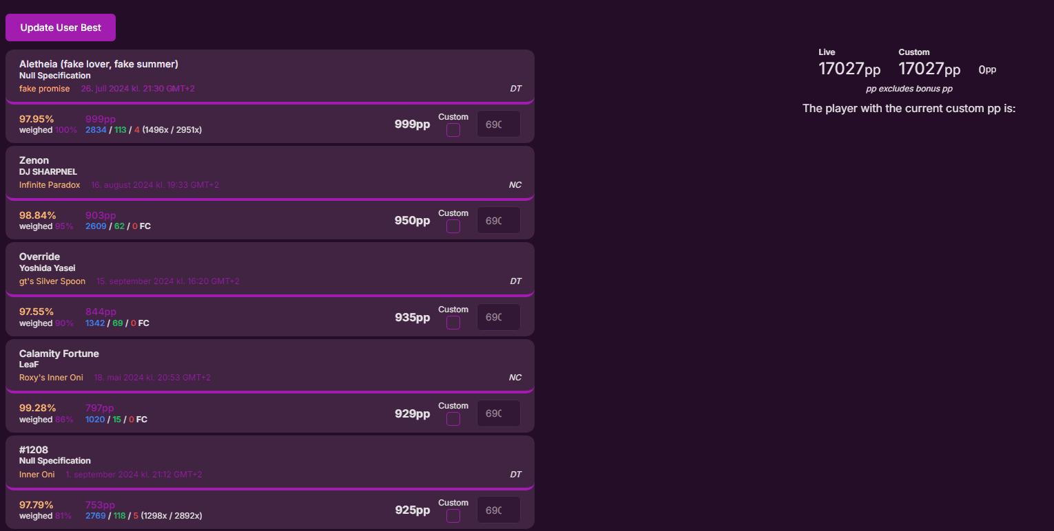 profile adjustment